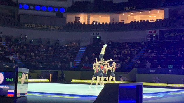 Российские спортсмены завоевали "бронзу" в групповых соревнованиях на чемпионате Европы по аэробной гимнастике в Баку 