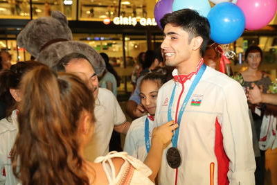 Азербайджанские гимнасты вернулись в Баку с медалями Евроигр &quot;Минск-2019&quot;